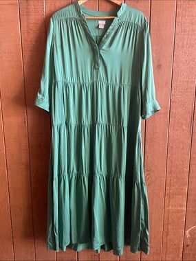 Chico's Emerald Green Tiered Maxi Dress